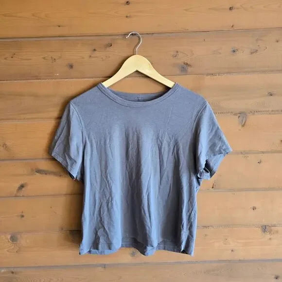 Lululemon Classic Fit Cotton Blend T-Shirt 14 Short Sleeve Boxy Top Nomad Boho - Picture 2 of 8